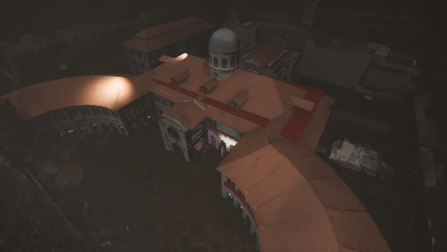 Aerial view of the 3D scanned environment